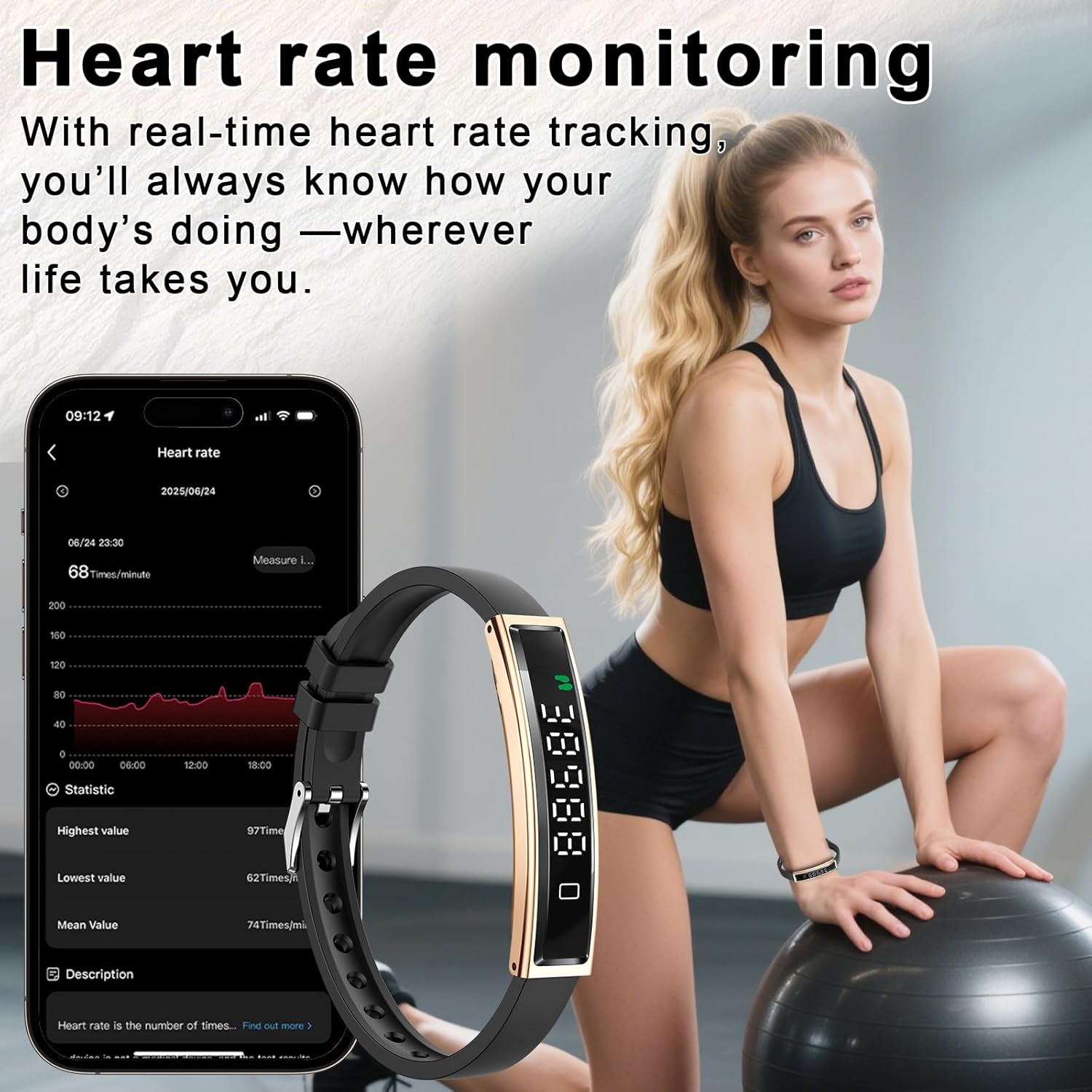 Efolen B3 Smart Bracelet for Women | Heart Rate, Sleep & Fitness Tracker | سوار Efolen B3 الذكي للنساء | تتبع معدل ضربات القلب والنوم واللياقة البدنية